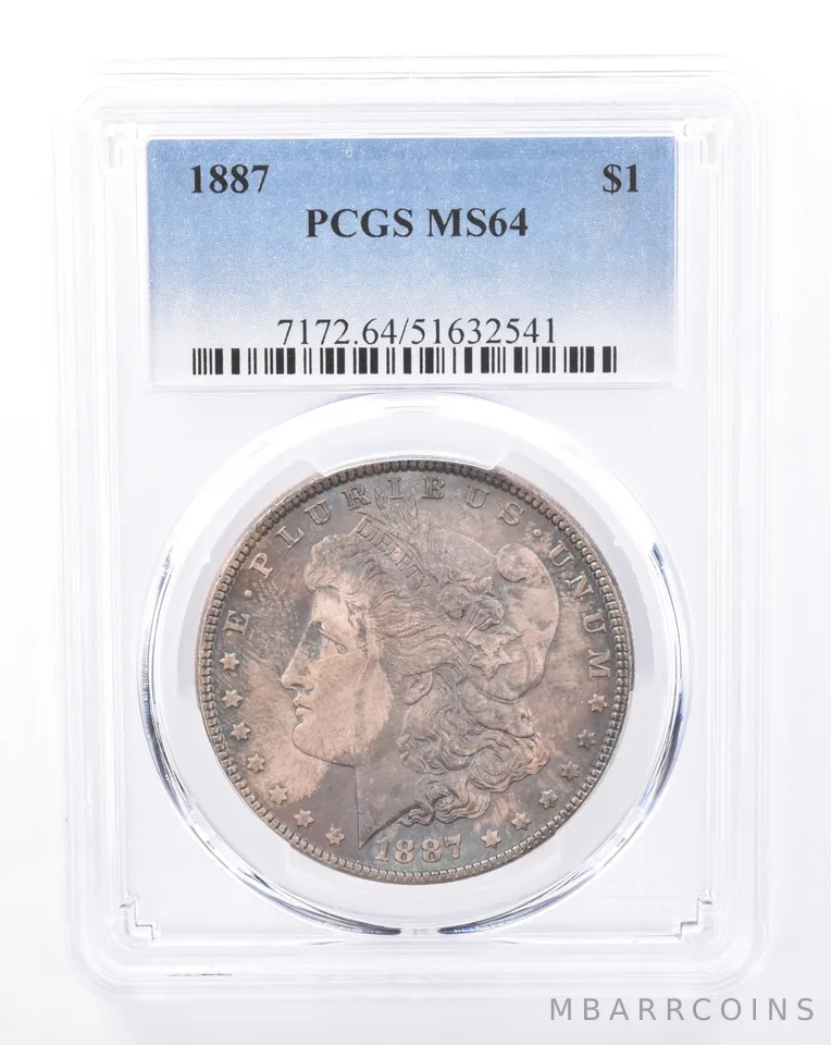 1887 Morgan Silver Dollar MS64 PCGS Beautiful Tone *9412