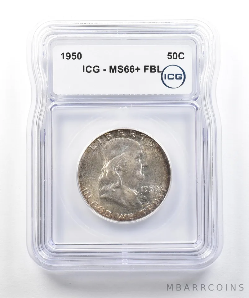 1950 Franklin Half Dollar MS66+ FBL ICG a3246