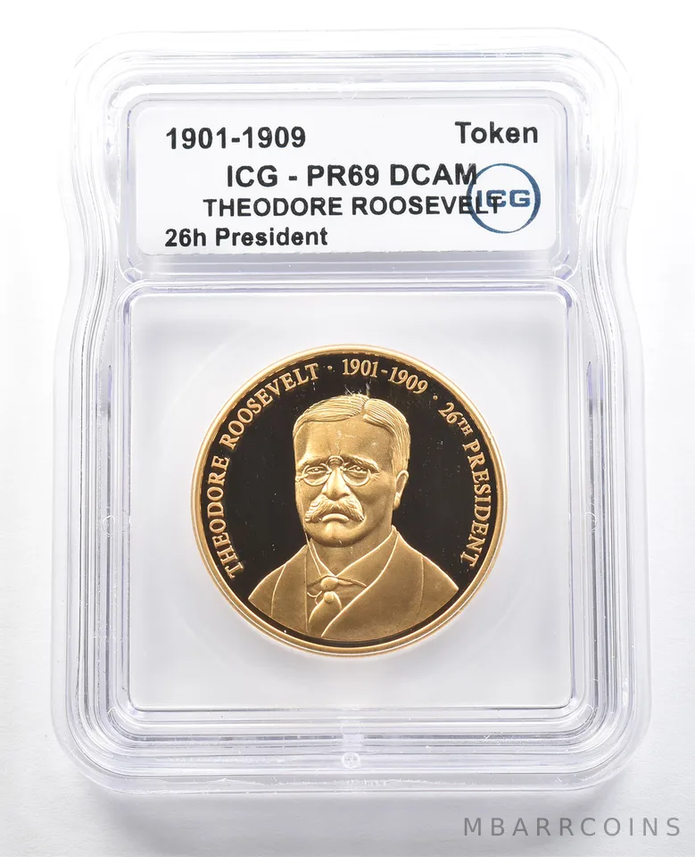 1901-1909 Token Theodore Roosevelt 26th President PR69 DCAM ICG *4898