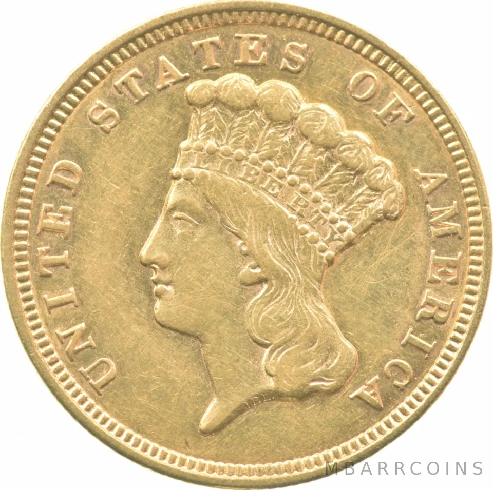 1856 $3 Indian Princess Head Gold Three Dollars a1891