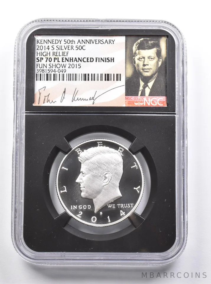 SP70 PL Enhanced Finish 2014-S Silver Kennedy Half Dollar Fun Show NGC *7502