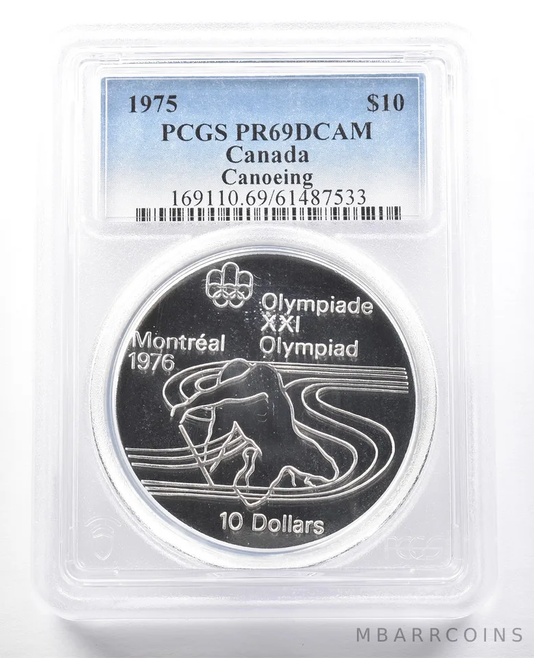1975 Canada 10 Dollars Silver Montreal Olympics Canoeing PR69 DCAM PCGS