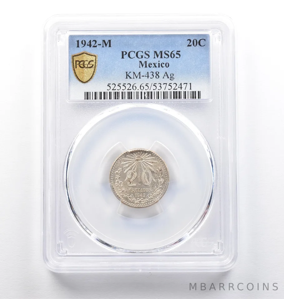 1942 M Mexico 20 Centavos Silver KM-438 MS65 PCGS a9499
