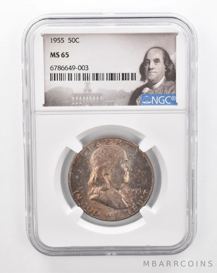 1955 Franklin Half Dollar MS65 NGC Beautiful Tone *2869