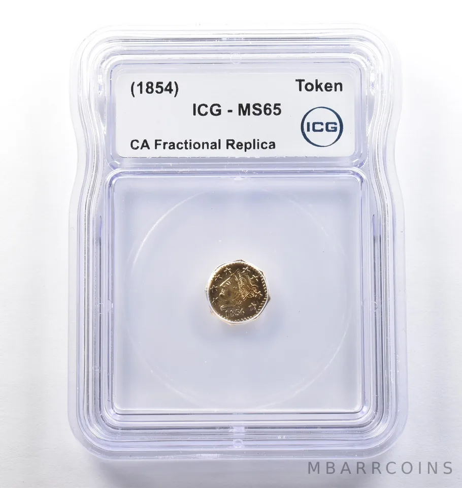 (1854) CA Fractional Gold Style Token Liberty Head 1/2 Dollar MS65 ICG *3800