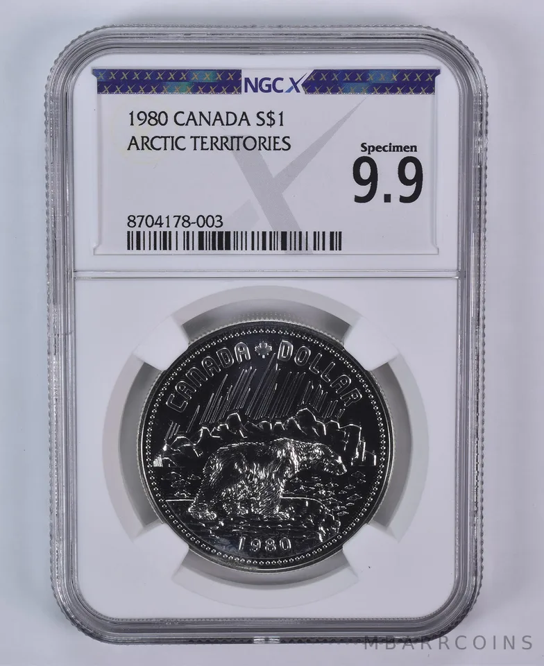 1980 Canada 1 Dollar Silver Arctic Territories Specimen 9.9 NGC X NGCX
