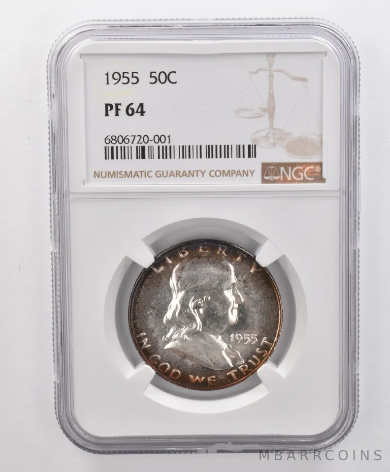 PF64 1955 Franklin Half Dollar NGC Beautifully Toned *1812