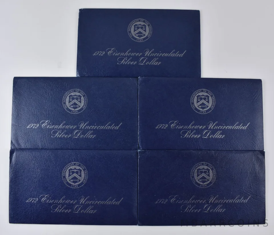 Lot (5) OGP 1972 Eisenhower Uncirculated Dollar Envelope - NO COIN