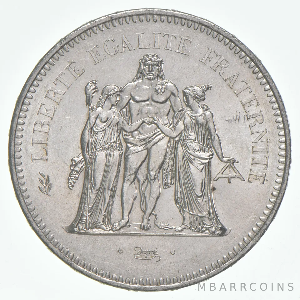 1977 France 50 Francs Hercules 90% Silver BU
