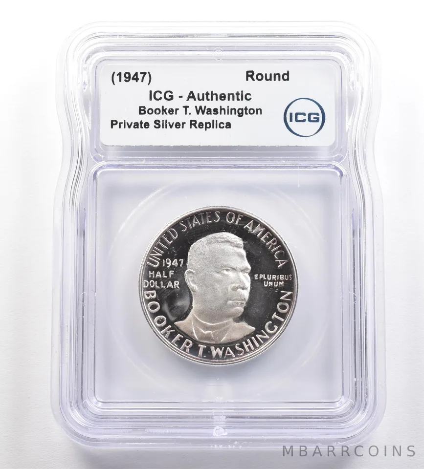 (1947) Booker T Washington Commemorative Gallery Silver Half Dollar ICG *4278