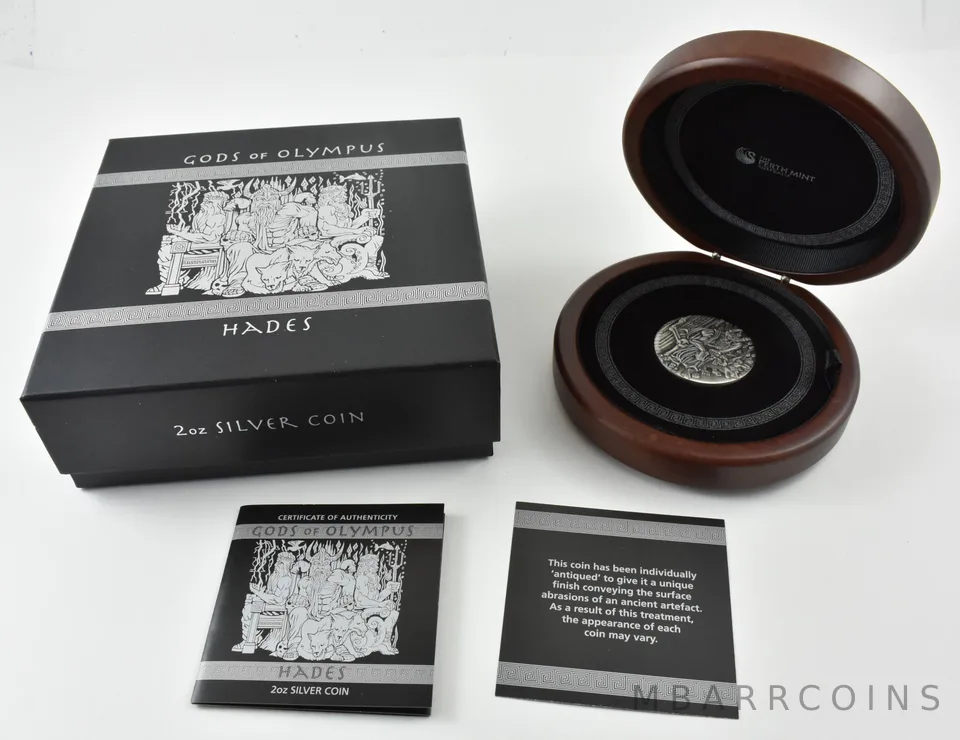 2014 Perth Mint 2 Oz Silver Round Gods Of Olympus Hades W/ Box + CoA a9822