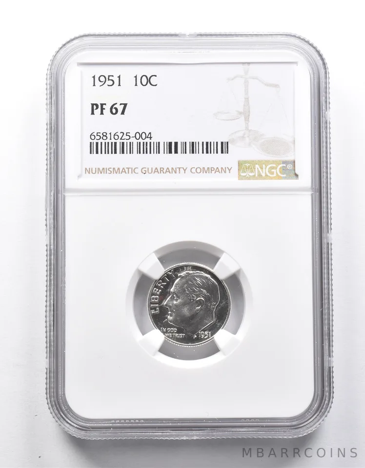 PF67 1951 Roosevelt Dime NGC *9873