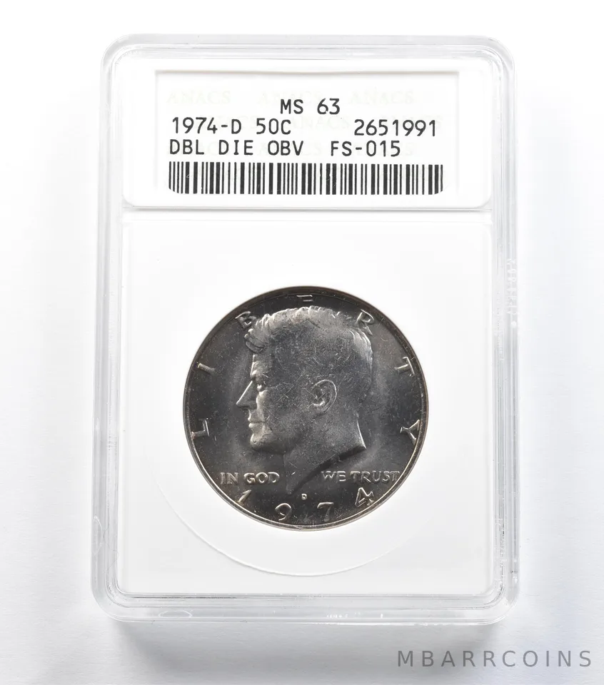 1974-D Kennedy Half Dollar DDO FS-015 MS63 ANACS a1468