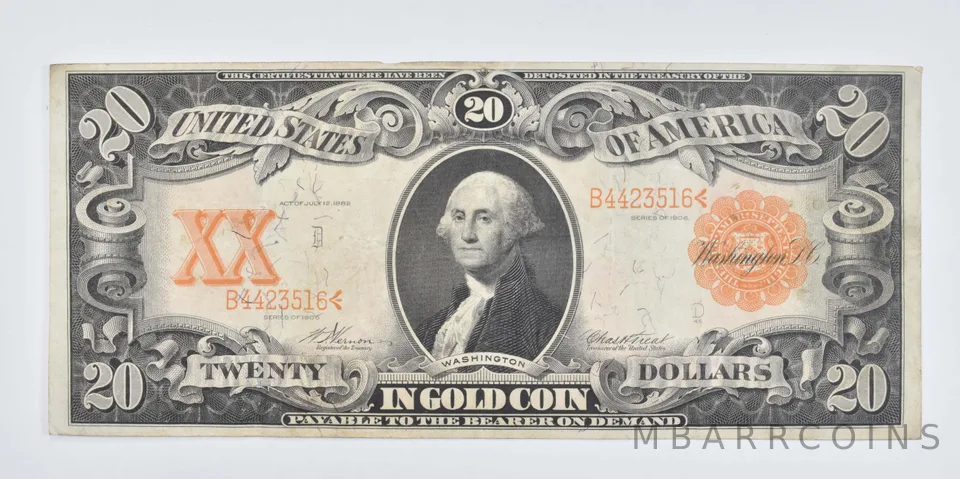 1906 $20 United States Gold Certificate - Large Note *8051