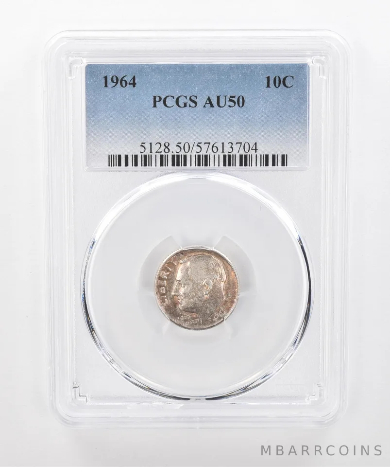 1964 Roosevelt Dime AU50 PCGS Beautiful Tone *1562