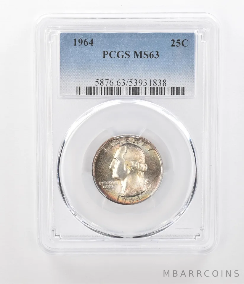 1964 Washington Quarter MS63 PCGS Beautiful Tone *1112