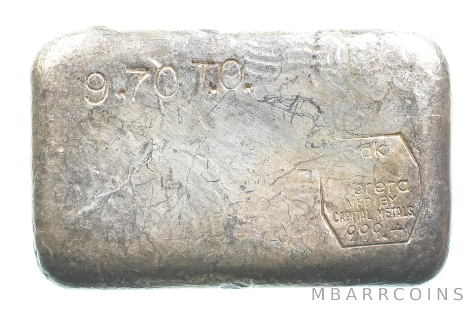 9.7 Troy Oz Silver Bar Deak Perera Vintage Poured Capital Metals 10 *5553