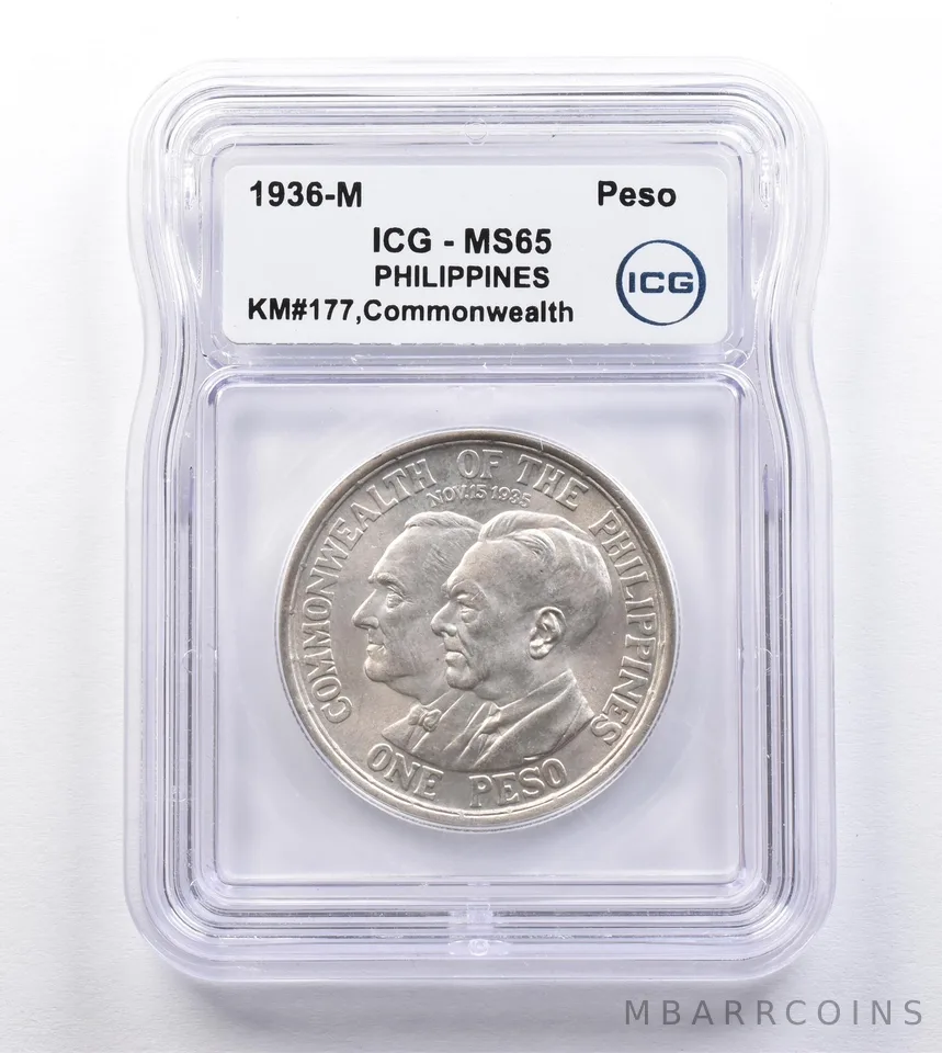 1936 M Philippines Peso Commonwealth KM#177 MS65 ICG *2021