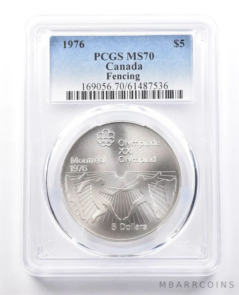 1976 Canada 5 Dollars Silver Montreal Olympics Fencing MS70 PCGS