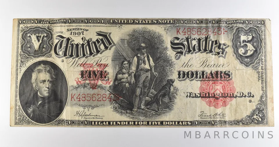 1907 $5 Legal Tender Large Note Red Seal *3521