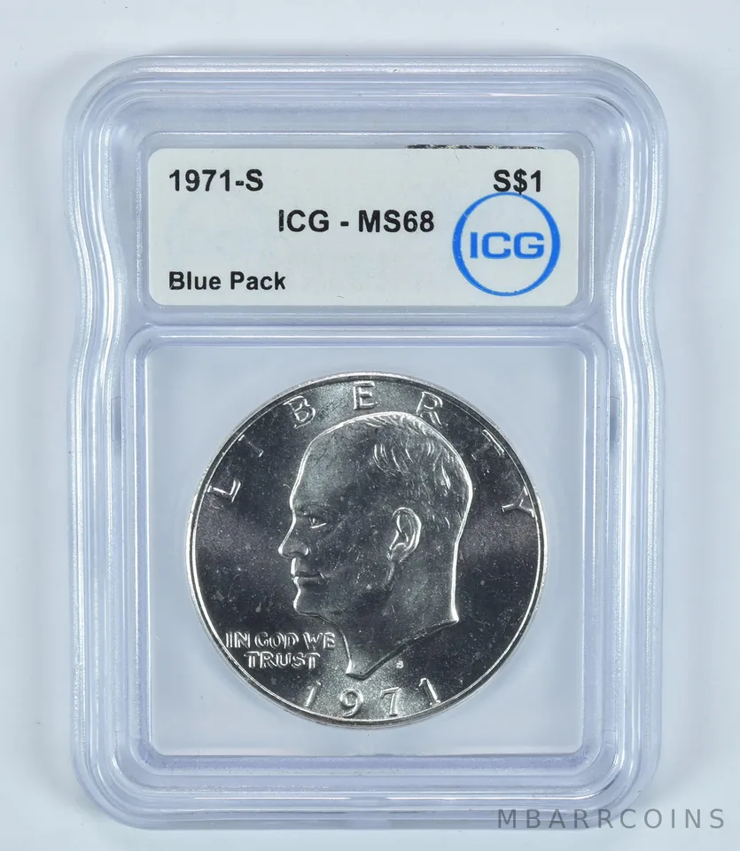 1971-S Eisenhower $1 Silver (Blue Pack) MS68 ICG