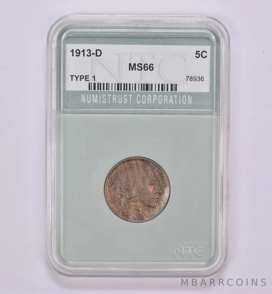 1913-D Indian Head Buffalo Nickel Type 1 Beautiful Tone *0462