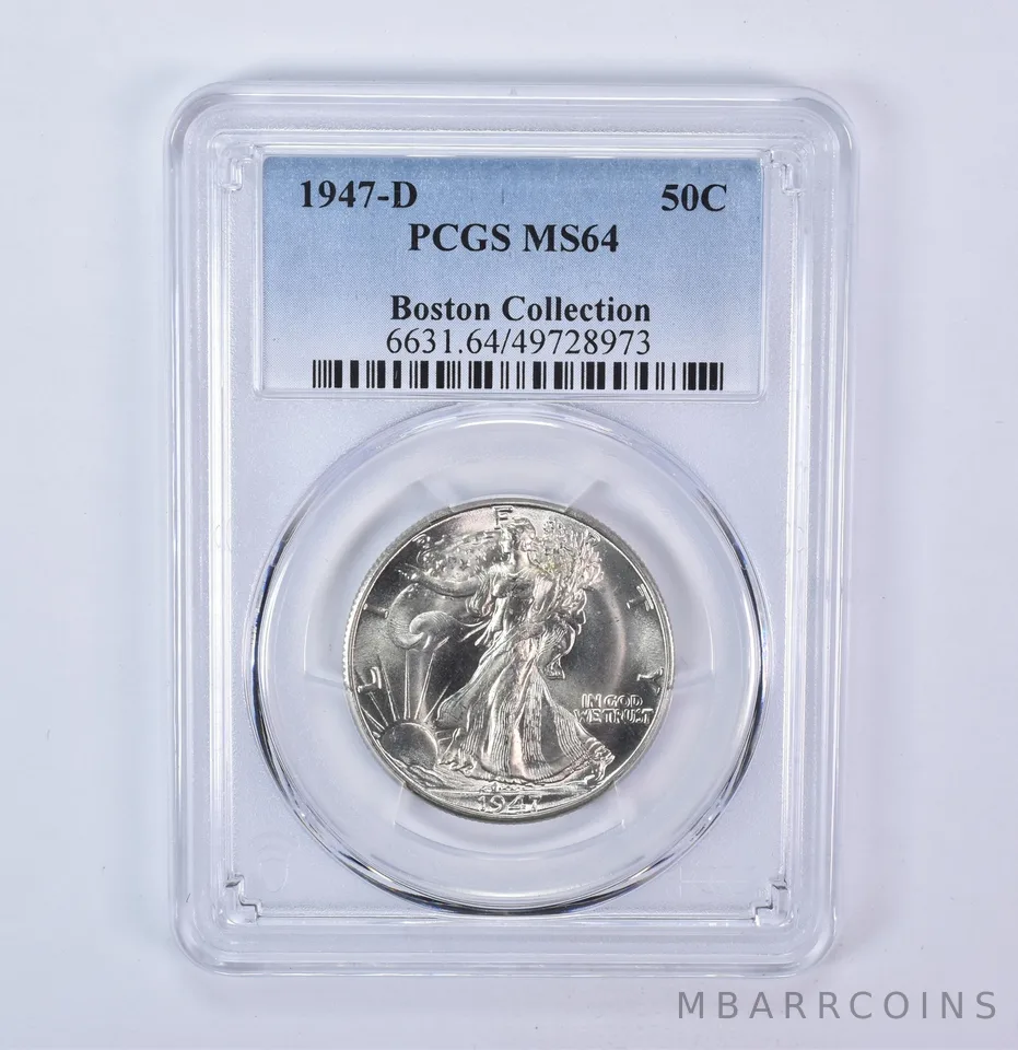 1947-D Walking Liberty Half Dollar Boston Collection MS64 PCGS