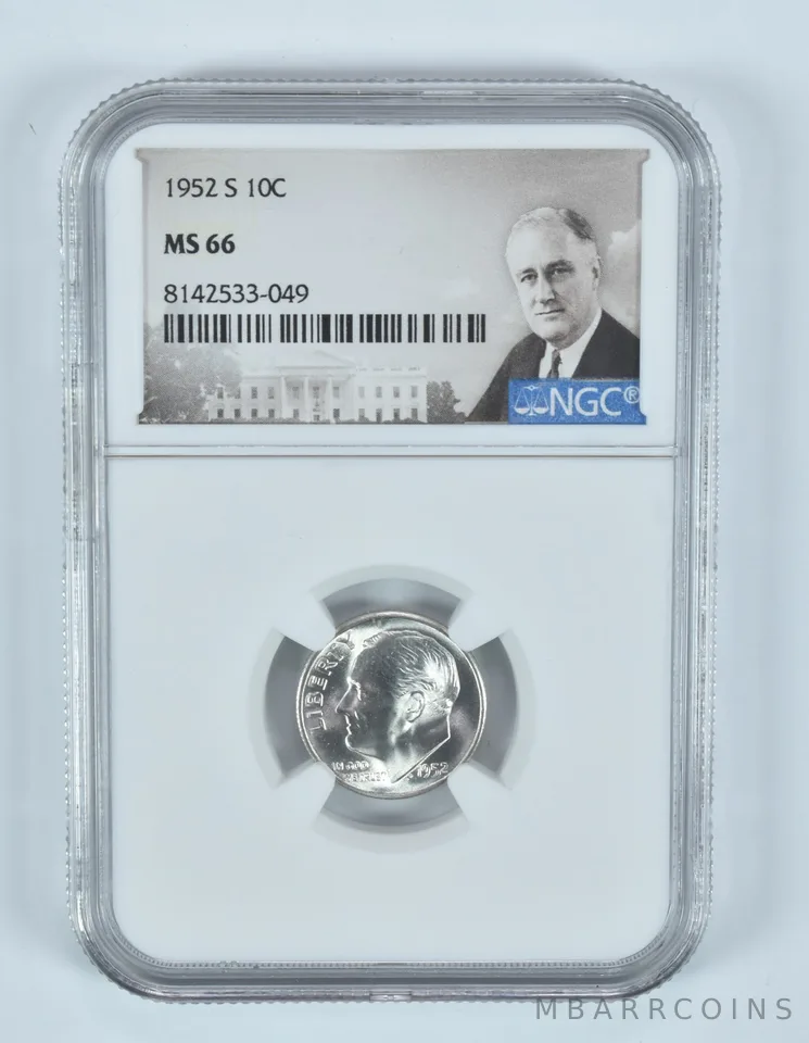 1952-S Roosevelt Dime MS66 NGC Special Label