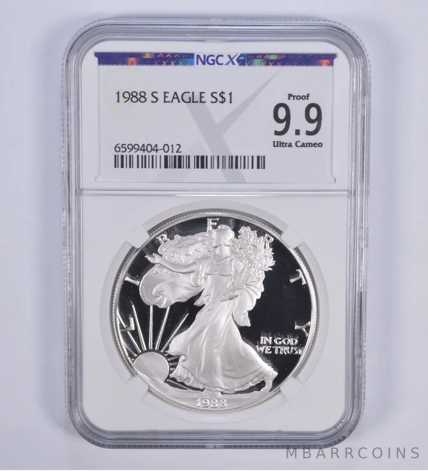 1988-S American Silver Eagle Proof 9.9 NGC X NGCX - Almost PERFECT