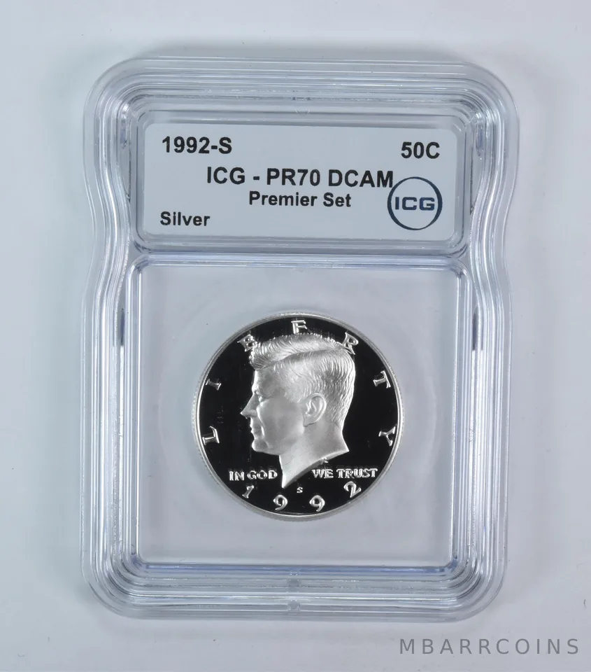 1992-S Kennedy Half Dollar Silver Premier Set PR70 DCAM ICG