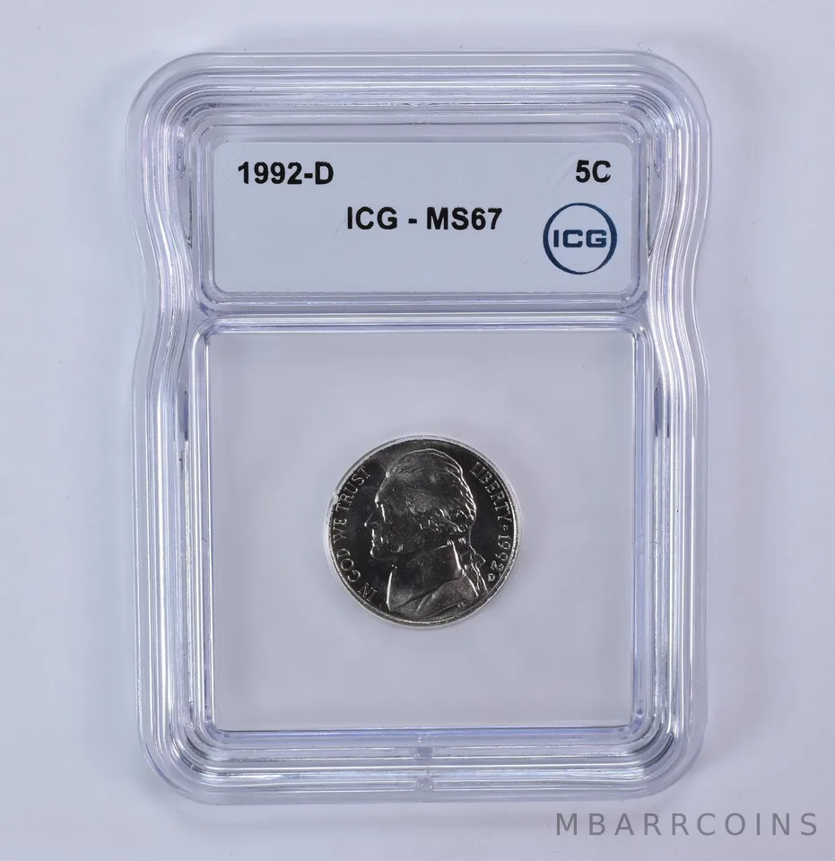 1992-D Jefferson Nickel MS67 ICG