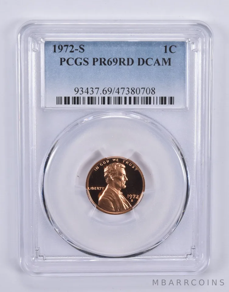 1972-S Lincoln Memorial Cent PR69 RD DCAM PCGS Blue Label