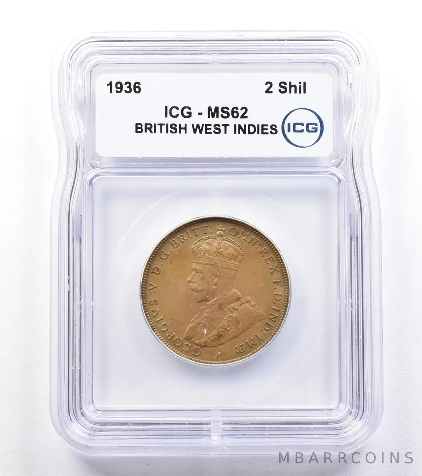 1936 British West Indies 2 Shillings MS62 ICG *1790