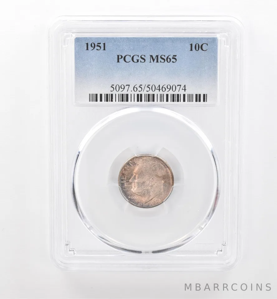 1951 Roosevelt Dime MS65 PCGS Beautiful Tone *1878