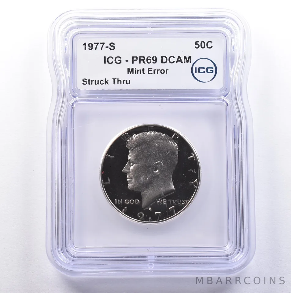 1977-S Kennedy Half Dollar Mint Error Struck Thru PR69 DCAM ICG *9124