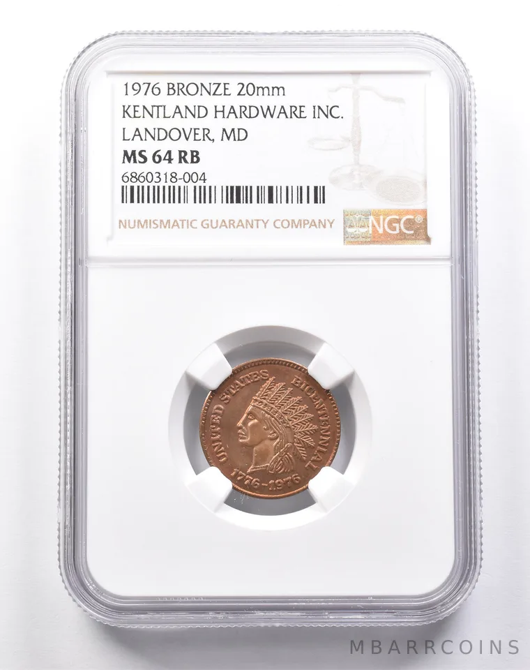 1976 Bronze 20mm Kentland Hardware Inc Landover MD MS64 RB NGC a6527