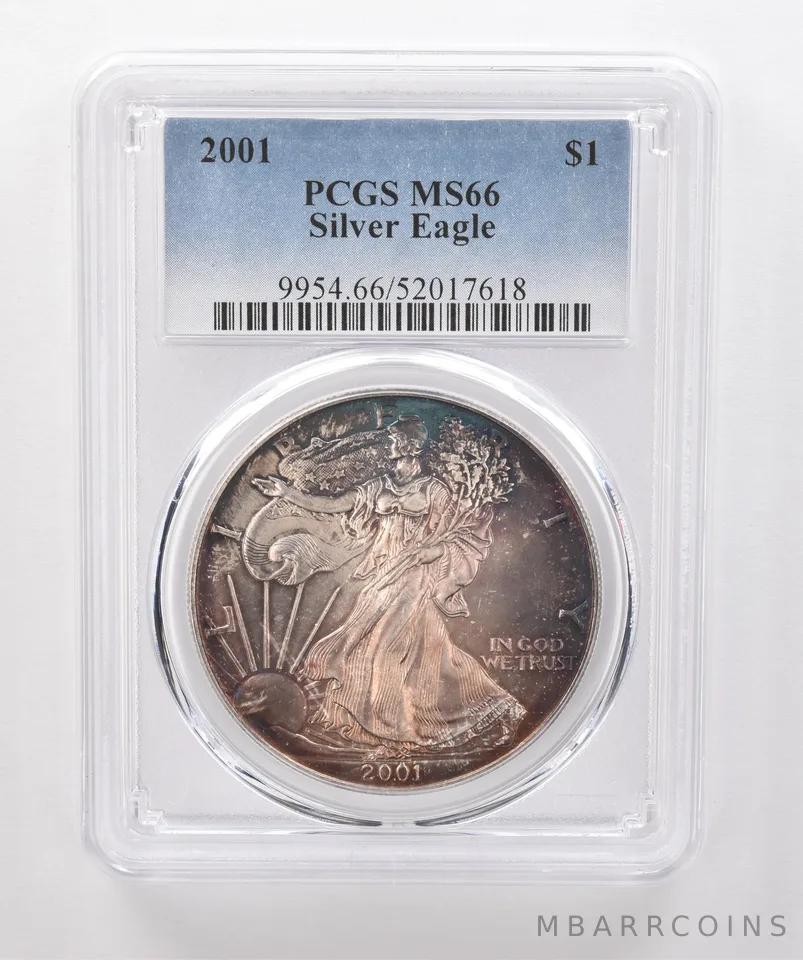 2001 American Silver Eagle MS66 PCGS Beautiful Tone *1990