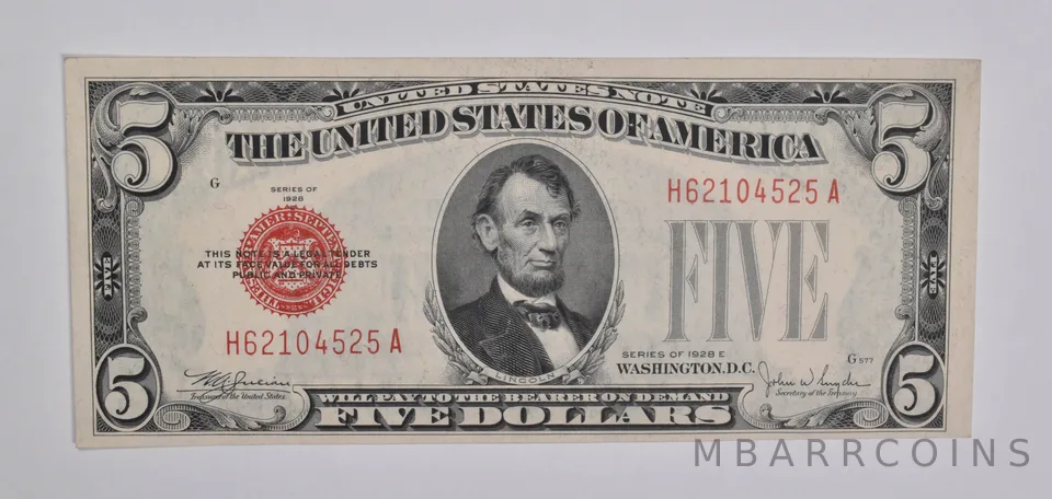 1928-E $5 United States Legal Tender Note Red Seal a5381
