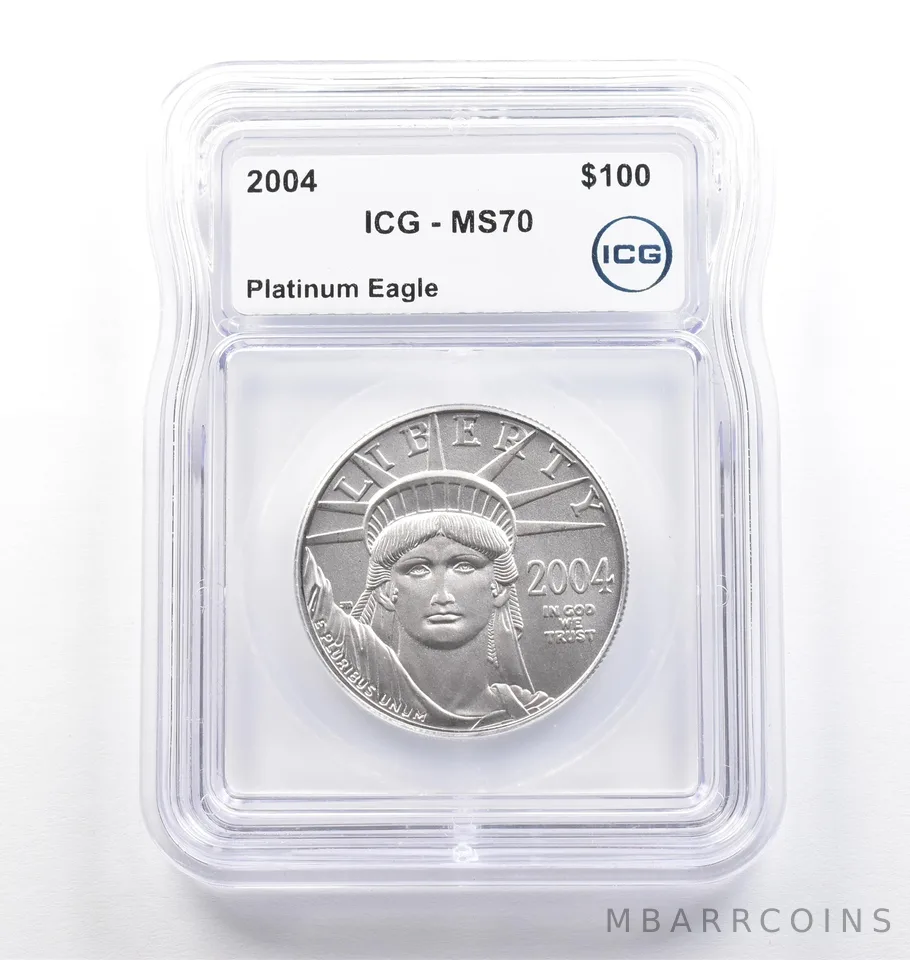 2004 $100 American Platinum Eagle 1 Oz Platinum MS70 ICG