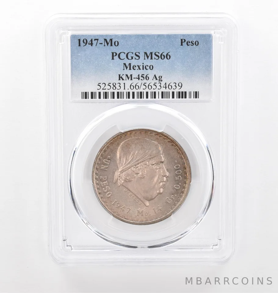 1947 Mo Mexico Peso Silver KM-456 MS66 PCGS Beautiful Tone *2112