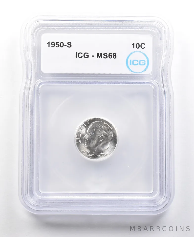 1950-S Roosevelt Dime MS68 ICG a4445