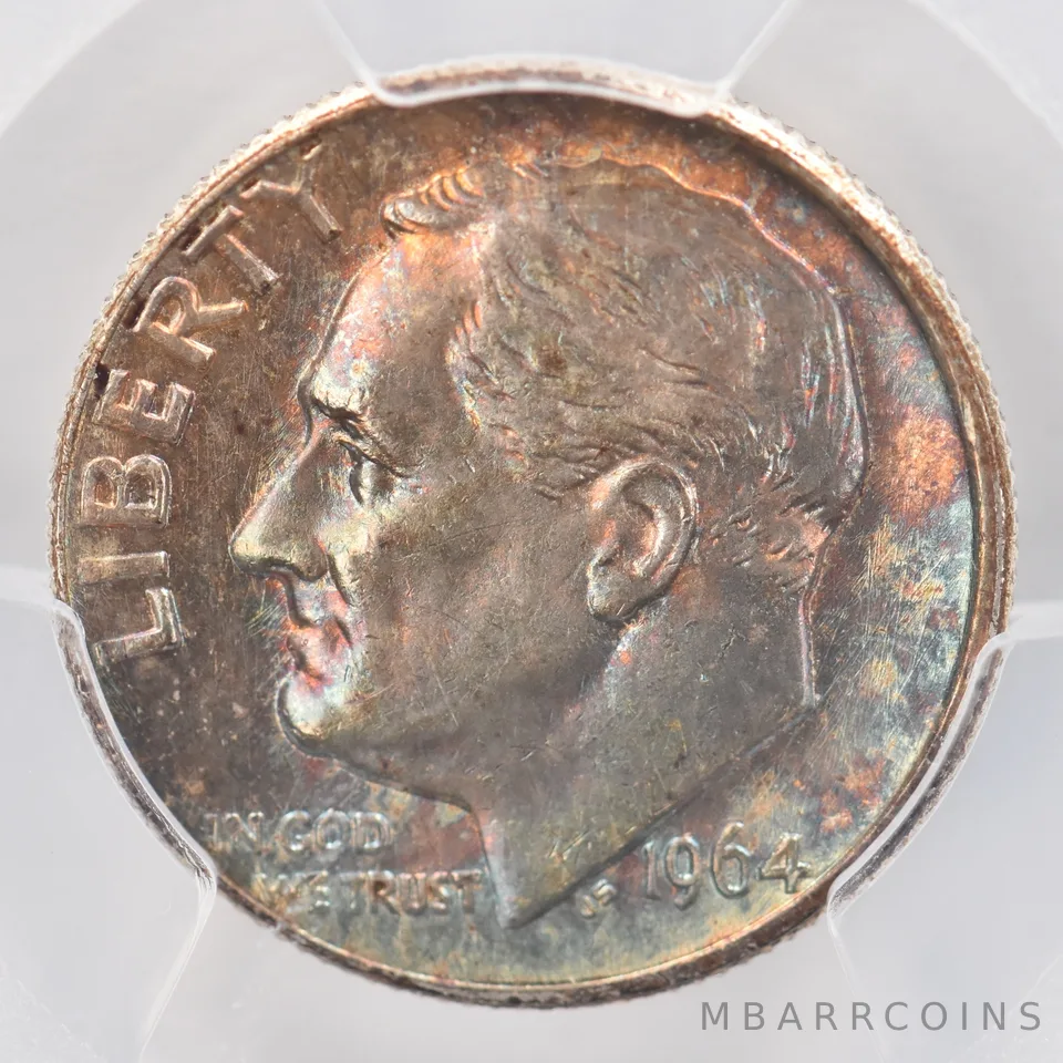 1964 Roosevelt Dime AU58 PCGS Beautiful Tone *0804