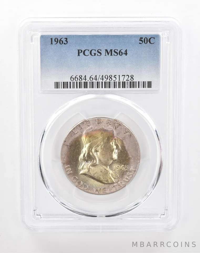1963 Franklin Half Dollar MS64 PCGS Beautiful Tone *2882