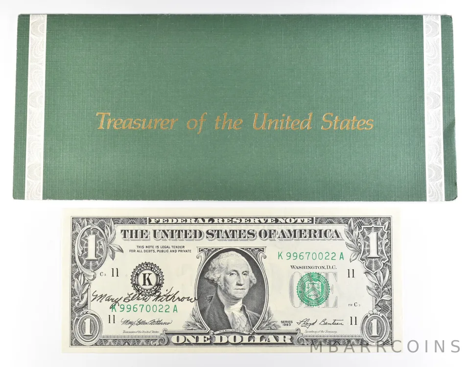 1993 $1 Dallas TX FRN Green Seal Courtesy Signature *0933