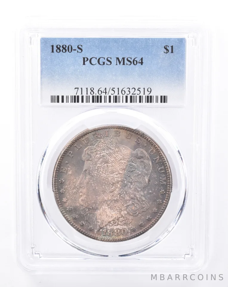 1880-S Morgan Silver Dollar MS64 PCGS Beautiful Tone *9416