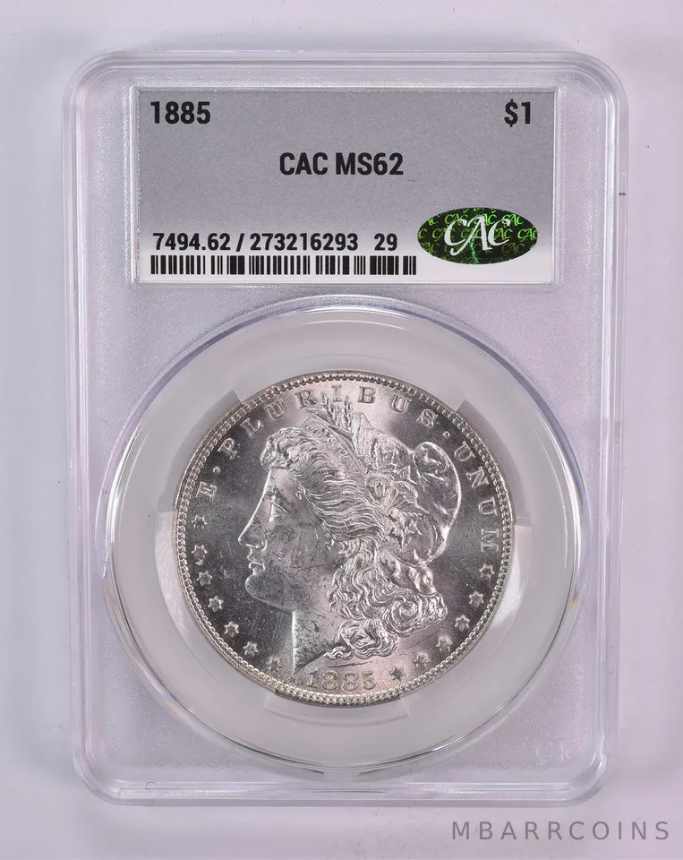 1885 Morgan Silver Dollar MS62 CAC CACg