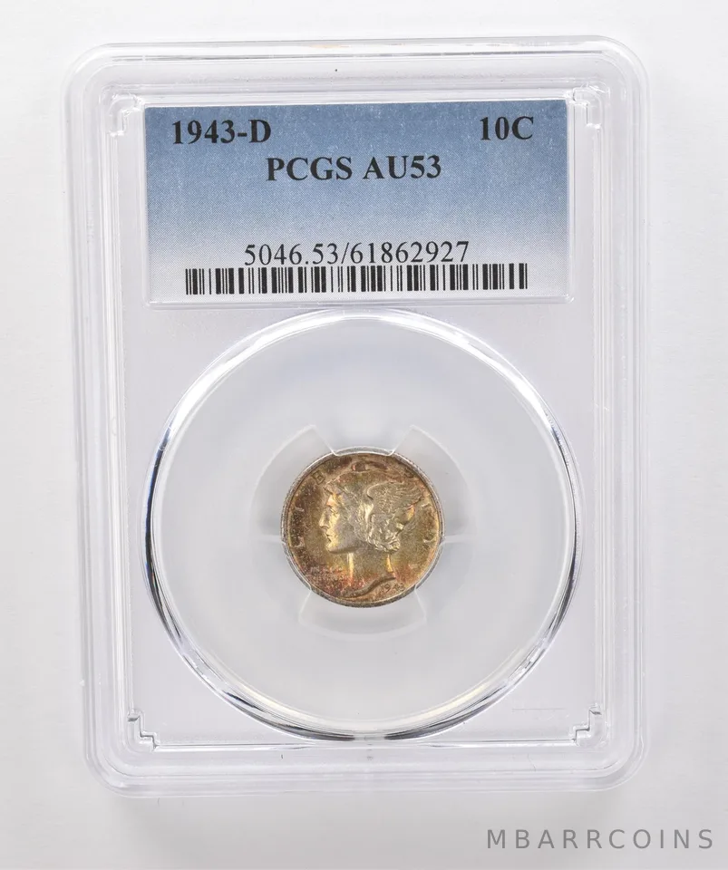1943-D Mercury Dime AU53 PCGS Beautiful Tone *1841