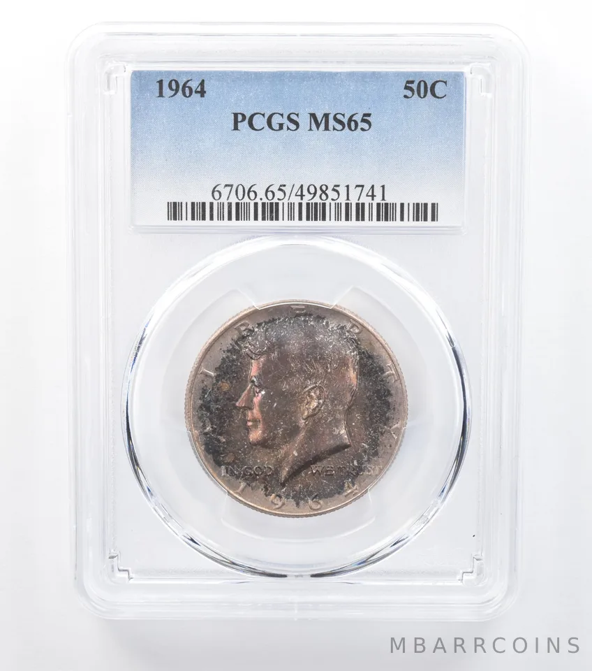 1964 Kennedy Half Dollar MS65 PCGS Dark Purple Tone *7786