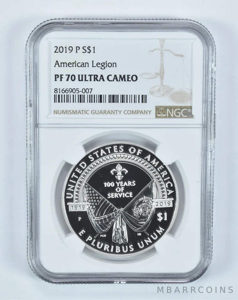 2019-P American Legion Commemorative Silver Dollar PF70 UCAM NGC