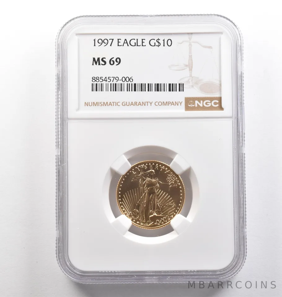 1997 $10 American Gold Eagle 1/4 Oz Gold MS69 NGC *4015